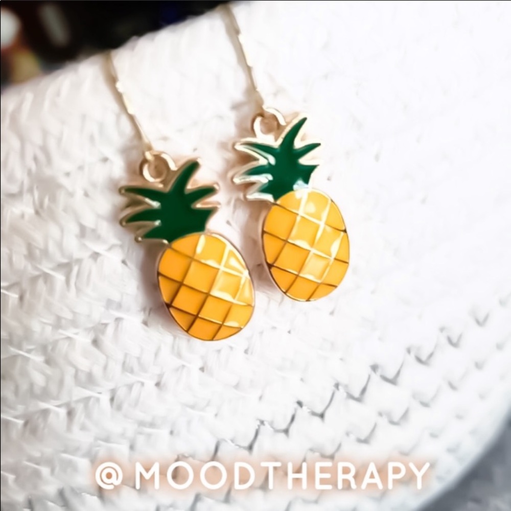 3 x 14KYGF Pineapple Dangle Drop Enameled Earrings